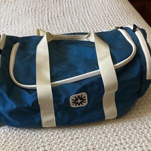 Walker Goods Blue and Cream Duffel Bag